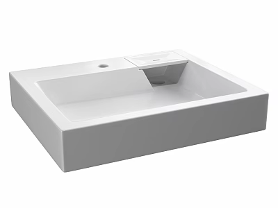 White Square Modern Countertop Washbasin With Sleek Design And Smooth Surface 3d model