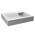 White Square Modern Countertop Washbasin With Sleek Design And Smooth Surface