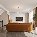Modern Dining Living Room Interior With Wooden Table Chairs Pendant Light And Cabinets