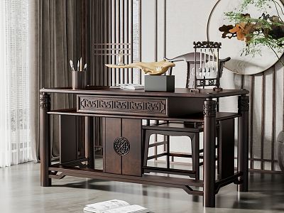 New Chinese Style Desk and Chair Desk and Chair Combination model