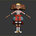 Game And Movie Character With Red Curly Hair Yellow Cap Striped Shirt And Blue Overalls