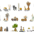 Stylish Home Decor Ornament Sets with Vases Dried Flowers Scented Diffusers and Fruit Decor