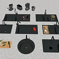 Black Granite Kitchen Sinks With Single Double Bowl Design Drainboard And Faucet