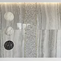 Elegant Modern Kitchen Wall Components With Marble Texture Circular Decorations And Mosaic Inlays 3d model