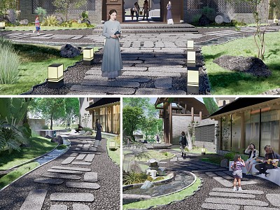 Qingshiban Tingbu Creek Shuihanxi Ancient Architecture Micro-terrain Special Light Door Head Qingwa Jingshi Village Court 3d model