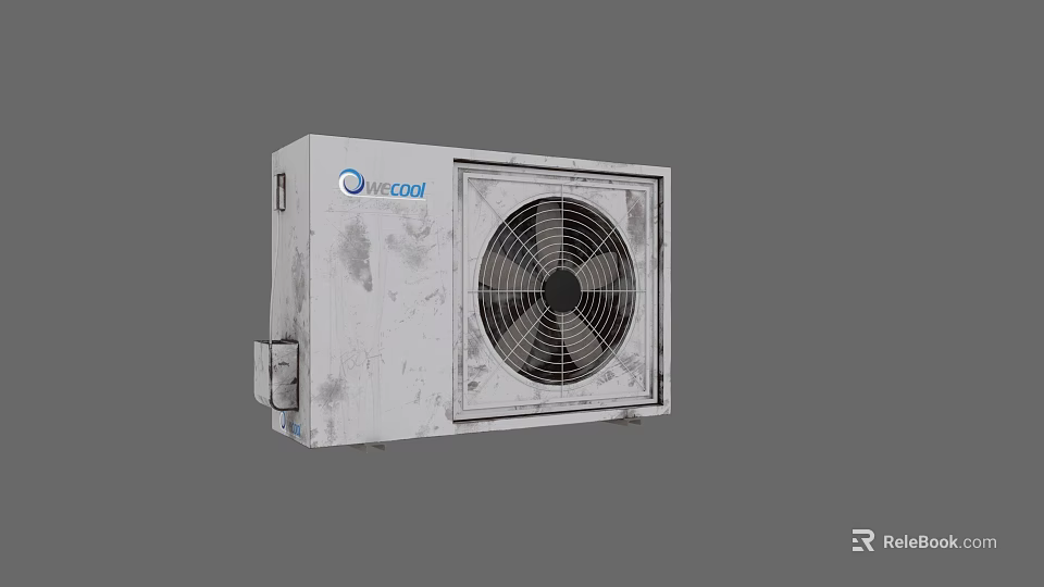 WECCON Air Conditioner Fan Outdoor Unit with White Metal Grille and Cooling Design 3d model 