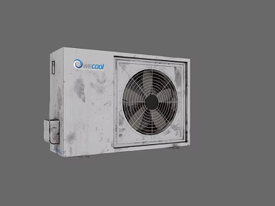 WECCON Air Conditioner Fan Outdoor Unit with White Metal Grille and Cooling Design 3d model