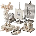 Elegant Decorative Ornament Set With Photo Frames Clock Scented Diffuser Candles And Figurine