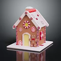 Festive Gingerbread House With Candy Decorations Peppermint Sticks And Gingerbread Man