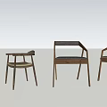 Modern Wooden Dining Chairs With Different Back Designs And Slim Leg Frames 3d model