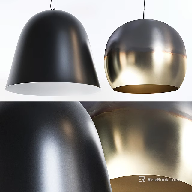 Modern Black And Gold Metal Chandelier With Sleek Glossy Finishes And Unique Shapes 3d model 
