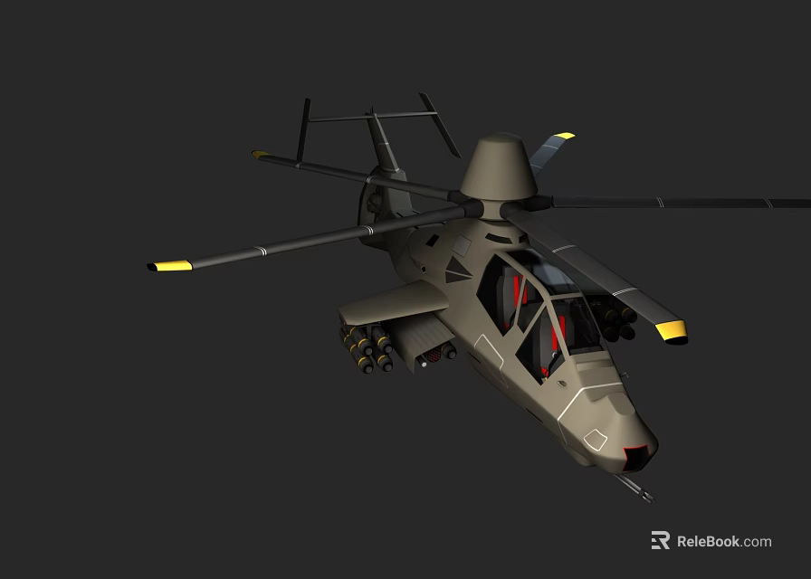 Military Helicopter 3D Rendered With Modern Design Rotor System Cockpit Windows And Weapon Mounts 3d model 