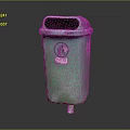 Green Trash Can With Lid And Worn Surface Stickers Design 3d model