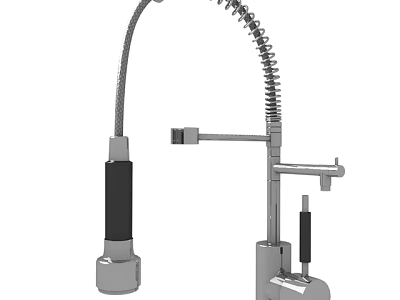 Contemporary Stainless Steel Shower Head with Flexible Hose and Handheld Mount Design 3d model
