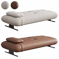 Sleek Modern Bedroom Bench Design With Beige Fabric And Brown Leather