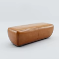 Modern Brown Leather Ottoman With Rounded Edges And Two Seat Sections 3d model