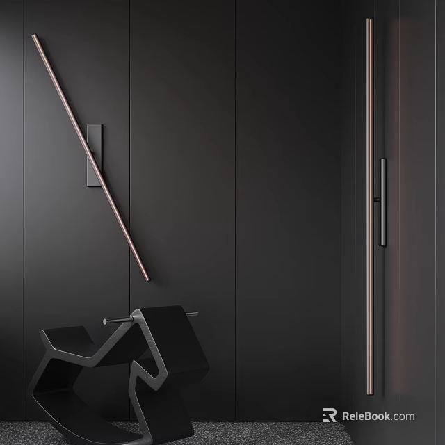 Modern Black Wall Mounted Lamp With Sleek Metal Design And Minimalist Style 3d model 