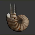 Nautilus Aquatic Animal With Spiral Shell Orange Stripes Eye And Tentacles