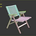 Modern White Folding Chair With Wooden Slat Backrest And Seat Armrests On Dark Background