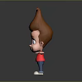 3D Cartoon Character With Red Spiky Hair Red Star Shirt Blue Pants And White Shoes
