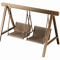 Outdoor Hanging Swing Chair with Wooden Frame and Striped Two Seats Design