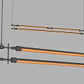 Modern Linear Chandeliers With Brass And Black Metal Illuminated Long Design