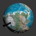 Detailed Globe Decorative Ornament with World Map on Metal Stand and Base for Home Decor