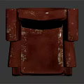 Red Single Seater Wingback Armchair With Distressed Fabric And Vintage Design