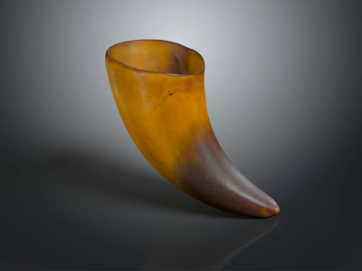 Handcrafted Horn Vessel With Natural Brown Yellow Texture And Functional Design 3d model