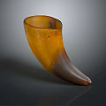 Handcrafted Horn Vessel With Natural Brown Yellow Texture And Functional Design