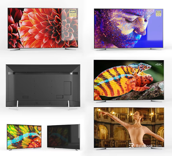 Premium Television Displaying Vibrant Flower Human Face Chameleon And Artistic Performance Scenes 3d model 