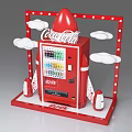 Red CocaCola Rocket Shaped Commercial Vending Machine With Sprite Drinks And Cloud Decorations 3d model