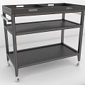 Sturdy Metal Serving Cart with Three Tiers Handles and Rolling Wheels