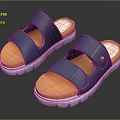 Blue Strap Slippers With Orange Insole White Sole And Golden Button Design