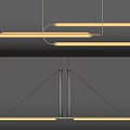 Modern Linear Chandelier Design With Metal Frame And LED Light Strips 3d model