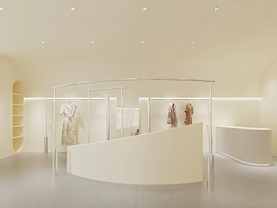 Modern Cream Style Clothing Store 3d model