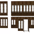 Chinese Folding Door Solid Wood Folding Door and Window Combination 3d model