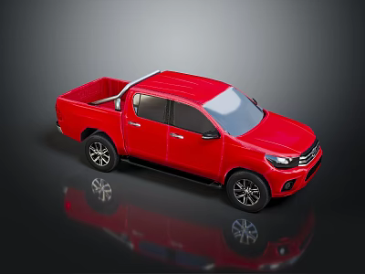 Red Pickup Truck Exterior With Cargo Bed And Shiny Alloy Wheels 3d model