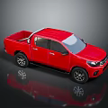 Red Pickup Truck Exterior With Cargo Bed And Shiny Alloy Wheels