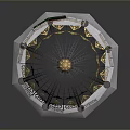 Ornate Architectural Dome With Golden Decorative Patterns Green Accents And Support Columns