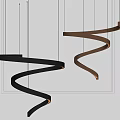 Modern Spiral Chandeliers with Illuminated Curved Lines in Contemporary Interior Design