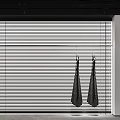 Modern Clothing Store Interior Featuring White Display Cabinets Blinds Black Panel And Hanging Clothes