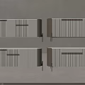Modern Decorative Cabinets with Striped Patterns in Beige Grey Brown Tones and Metal Legs