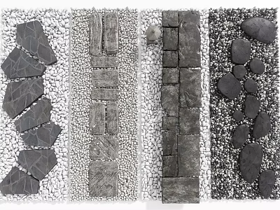 Creative Garden Stepping Stones Path With Natural Stones Pebbles And Slabs Design 3d model
