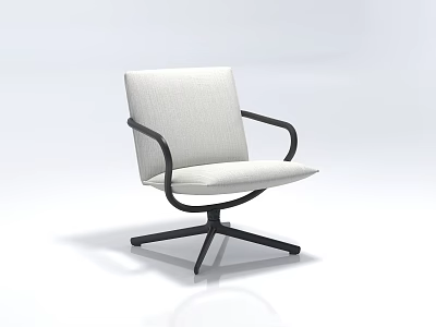 Modern Office Chair With White Fabric Upholstery Black Metal Armrests And Five Star Base 3d model
