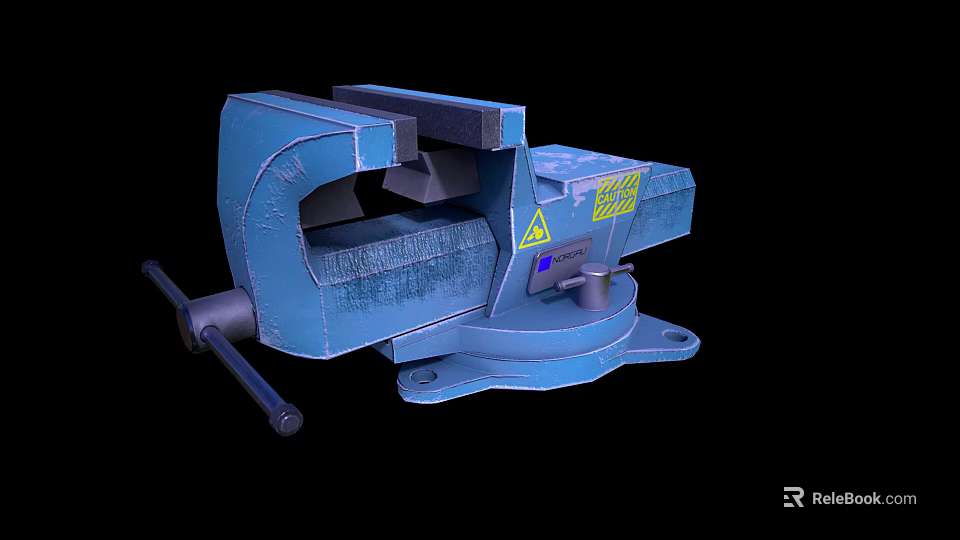 Blue Bench Vice Hardware Tool With Heavy Duty Construction Stable Base For Professional Workshop Use 3d model 