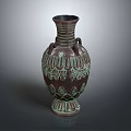 Elegant Brown Green Vase Furniture With Intricate Decorative Patterns And Handles