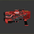 Futuristic Red Sci Fi Weapon With Mechanical Details Yellow Stripes And Glowing Elements 3d model