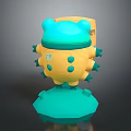 Cute Game Movie Character With Yellow Body Blue Head And Green Protrusions 3D Model Design