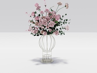 Wedding Hall Wedding Table Flower Rack Table Flower Hot Air Balloon 3d model